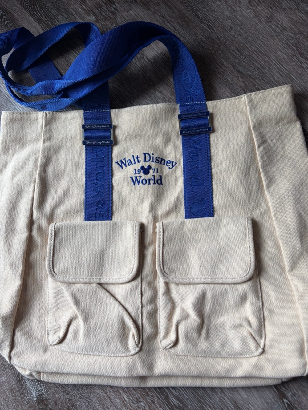 Disney Cream Tote with Blue Straps - Walt Disney World